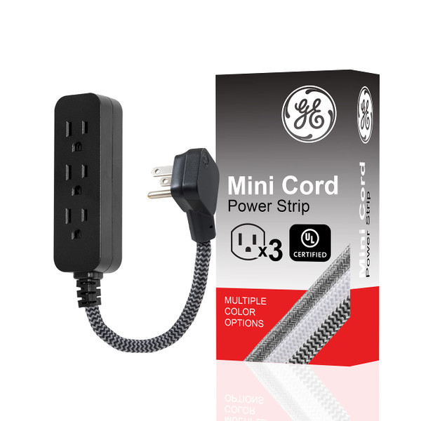 GE 3-Outlet Power Strip Mini Extension Cord with Multiple Outlets 5 Inch
