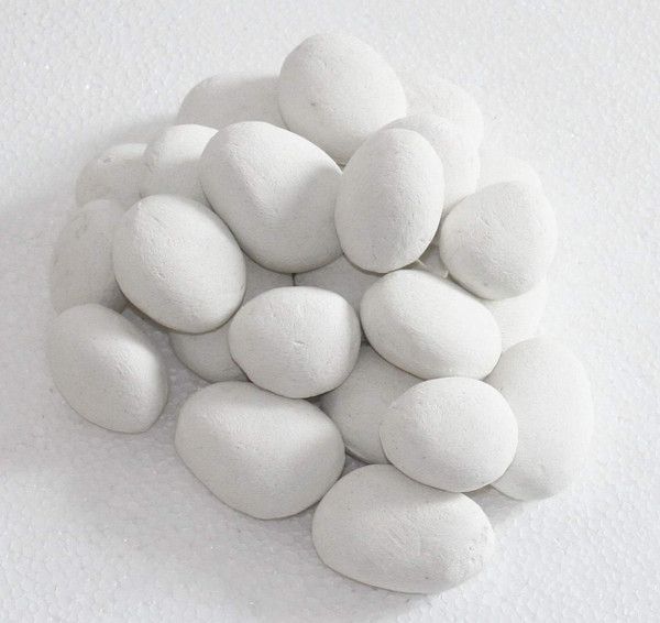 HMB 24 Pcs White Stone-Like Ceramic Pebble for Gas Fireplace Stove Gas firepit