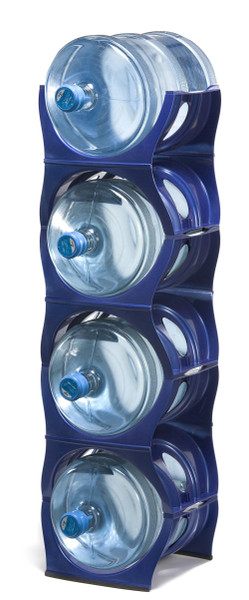 Bariboo Stackable Water Bottle Storage Rack Best Water Jugs 5 Gallon Organizer. Jug Holder for Kitchen, Cabinet and Office Organizing. Reinforced Polypropylene (Blue, 4 No Shelf)