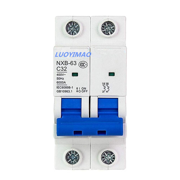 LYM 2Poles 32A 400V Low-Voltage Miniature Circuit Breaker Din Rail Mount NXB-63 C32