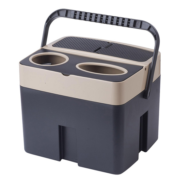 ATMOMO Beige Multi-function Storage Bucket Organizer Car Trash Can Cup Holder Tissue Box Car Interior Organizer