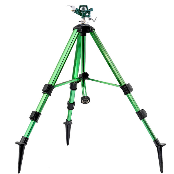 Sprinklers for Yard, Up to 50% Larger Watering Coverage, 2026 Heavy-Duty Impact Lawn Sprinkler on Spike Tripod Base with 360° Large Area Irrigation, Adjustable Extension Legs for Garden Lawn, D Green
