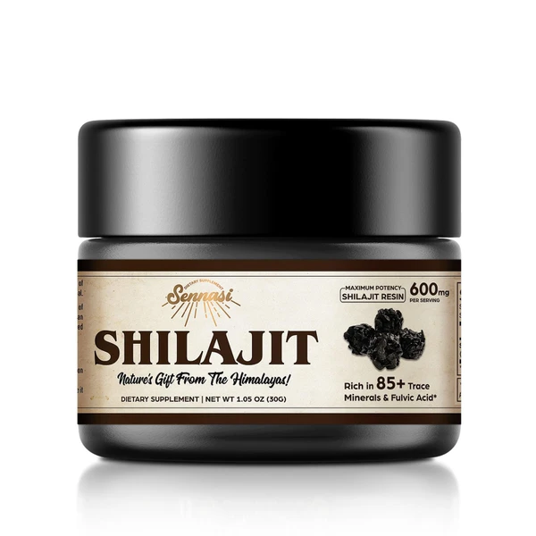 Sennasi Shilajit Pure Himalayan Organic Shilajit Resin - 600mg Maximum Potency Natural Organic Shilajit Resin with 85+ Trace Minerals & Fulvic Acid for Energy,Immune Support,30 Grams (3 Pack)