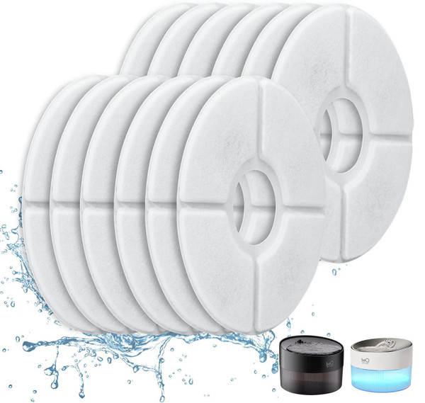 beq offical cat water fountain filter, 12 Packs Replacement Filters for E1 Infinity Cat Fountain, 6 Months Set of Replacement Filters for Pet Water Fountain Dog Dispenser