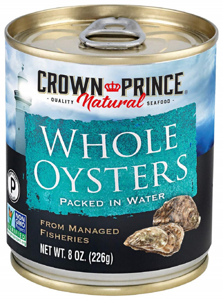 Crown Prince Natural Whole Oysters in Water, 8-Oz Cans, 12 Pack