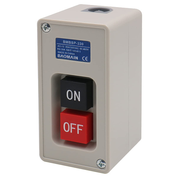BAOMAIN 3-Phase 30A Motor Starter Switch, Self-Locking ON Off Push Button