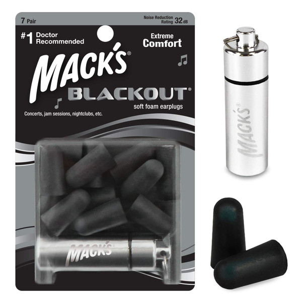 Mack's Blackout Soft Foam Earplugs, 7 Pair with Travel Case