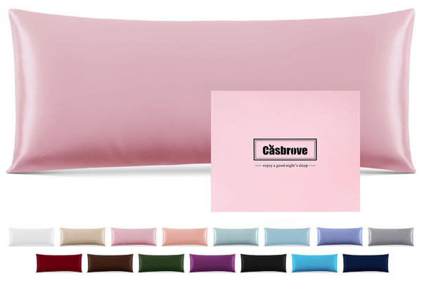 Silk Pillow Cases with Zipper,Soft Body Pillow Case,Pink,20" X 54",1pc