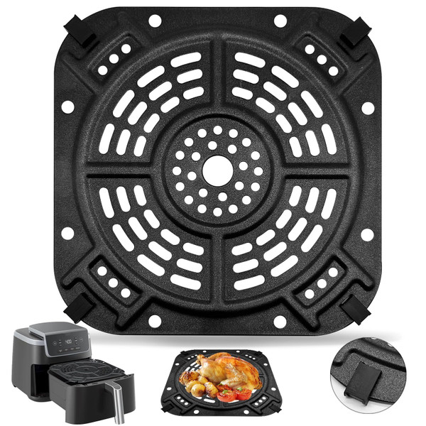 GWYSY Air Fryer Accessories for Ninja AF141 Air Fryer Pro 4 in 1 AF142 Air Fry Max 5 in 1 5 QT, 8.43''×8.43'' Air Fryer Replacement Parts Grill Crisper Plate Grill Pan Tray Rack, Dishwasher Safe