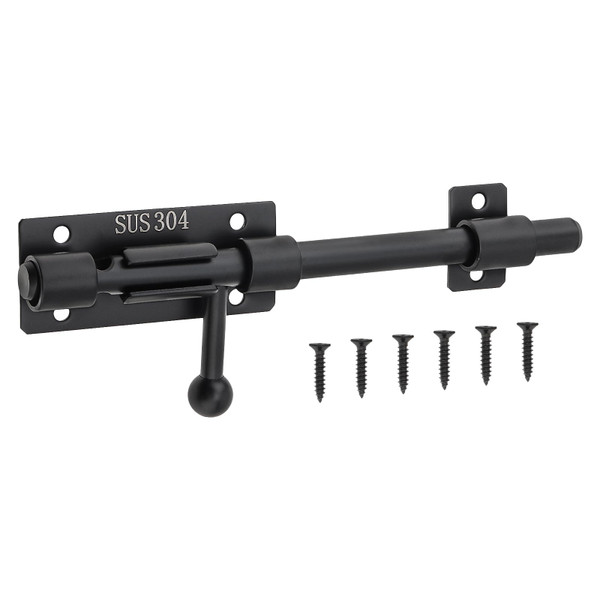 6 inch Slide Barrel Bolt Gate Latch Black