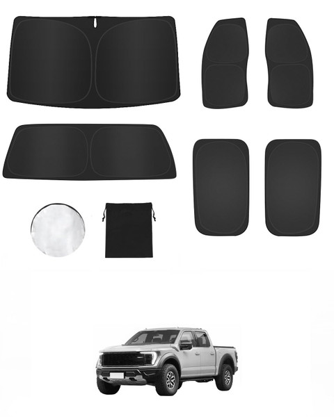 6PCS Window Shades for Ford F150 4-Door (2015-2025) Accessories – Full Coverage Sun Shade for Side Windows, Rear Triangular & Windshield – UV Protection & Privacy for Camping, Napping, Relaxing