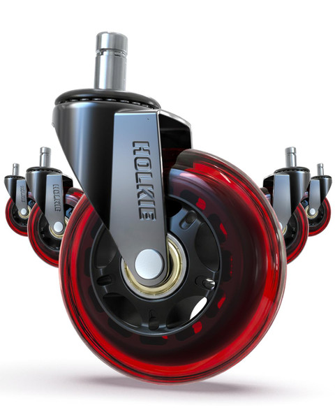 HOLKIE Gaming Chair Wheels Red Core Silent Roller Blade Casters