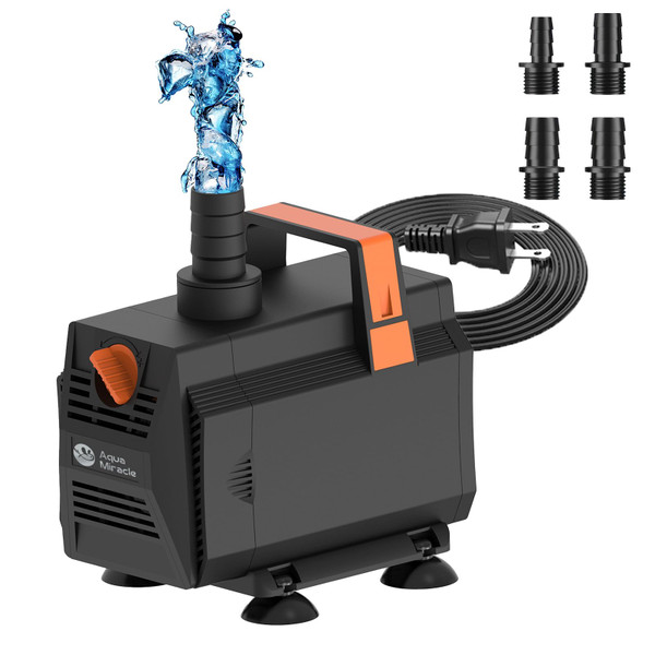 AquaMiracle 880GPH Submersible Water Pump Pond Pump(3330L/H, 45W), Water Fountain Pump Aquarium Water Pump with Flow Control for Fish Tank, Waterfall, Statuary, Filtration, Water feature, Hydroponics