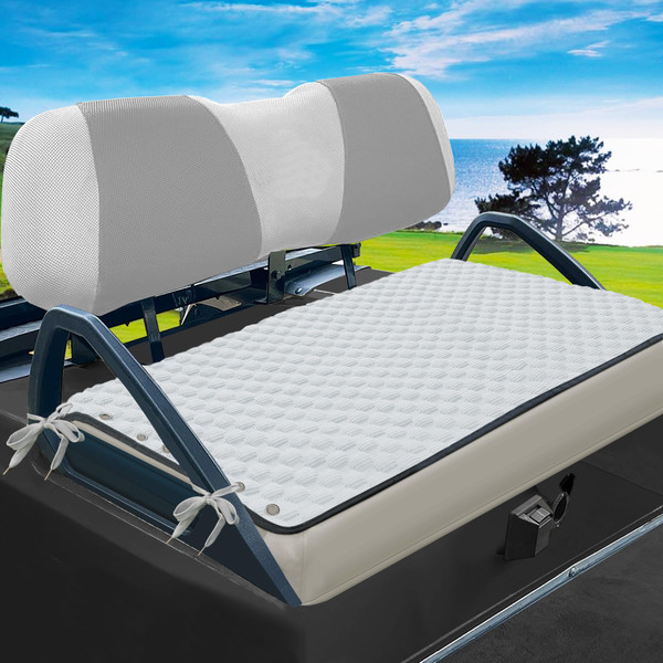 YOKYHOM Cooling Ice Silk Golf Cart Seat Covers, Summer Cool Touch Seat Towel with Adjustable Tie Ropes, Non-Slip Bottom, Fits Yamaha, EZGO, Club Car, 39"x22", Light Gray
