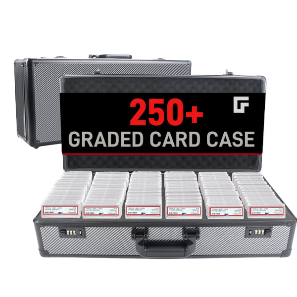KJITH 6 Row 250+ Graded Card Case Psa Graded Card Storage Box Psa Slab Case for Graded Cards Cases for Sports Cards Storage (Carbon fiber, Black-white)