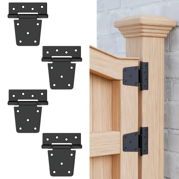 3.5 Inch Heavy Duty Gate Hinges, 4 Pack Extra Thick Black Iron Door Hinges