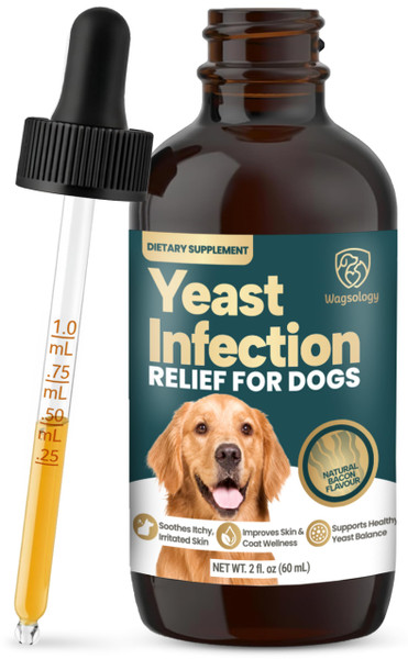 WAGSOLOGY Yeast Infection Treatment for Dogs Drops (7 in 1 Formula) Soothes Itchy & Irritated Skin, Improves Skin and Coat, Dog Yeast Infection Treatment & Anti Yeast Drops for Dogs