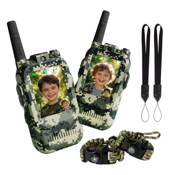 Walkie Talkie for Kids with Video: 2 Pack Rechargeable Toddler Toys with HD Camera & Voice Changer, Long Range Gift Toys for Boy & Girl Age 3-8 for Outdoor Play, Camping, 500m Range