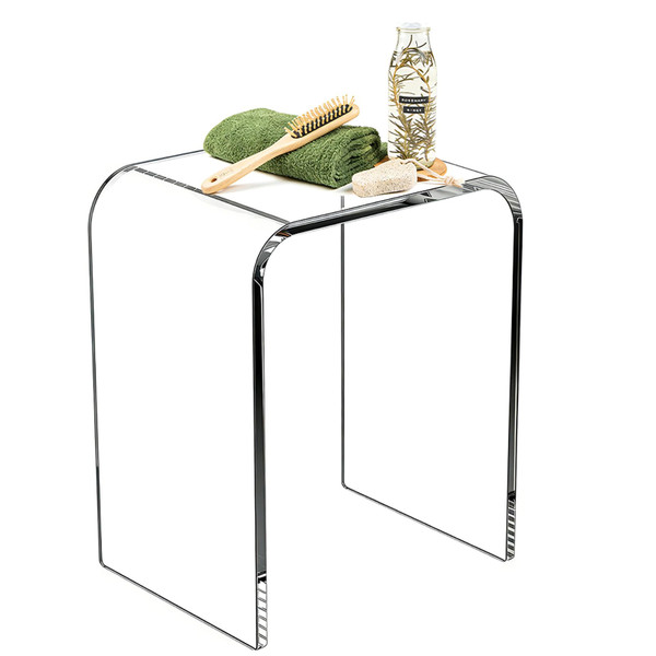 MAIFENGL Acrylic Shower Stool for Inside Shower, Clear Bathroom Bench, Non-Slip Waterproof Bath Seat for Shaving Legs & Spa, Supports up to 330 lbs