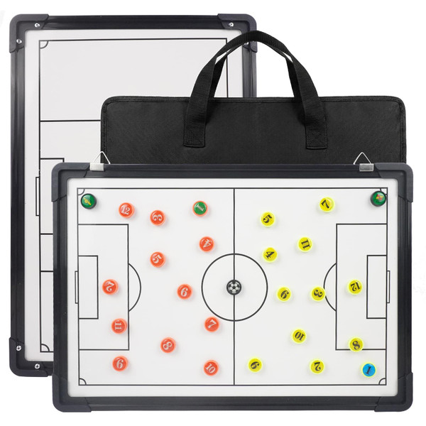 Pure Vie Magnetic Soccer Coaching Board, Portable Soccer Whiteboard for Coaches, Soccer Tactics Clipboard with Dry Erase, Marker Pen, Magnets - Soccer Training Equipment for Teaching and Game Plan
