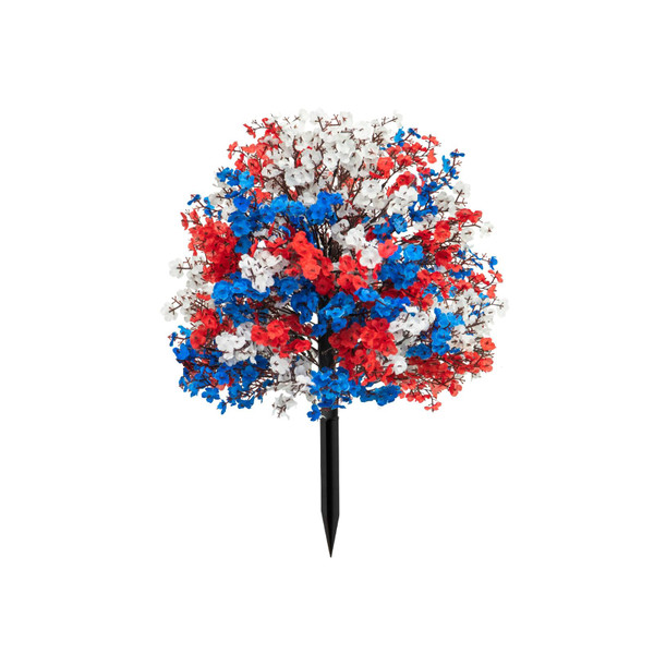 4th of July Babys Breath Artificial Flowers Topiary Ball Tree with Ground Stake, 20inch Red White and Blue Patriotic Flowers for Planter Porch Patio Yard Garden Decor