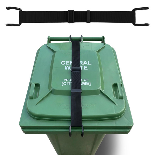 ANKS Heavy Duty Raccoon Proof & Windproof Trash Can Lid Lock Strap (Black)