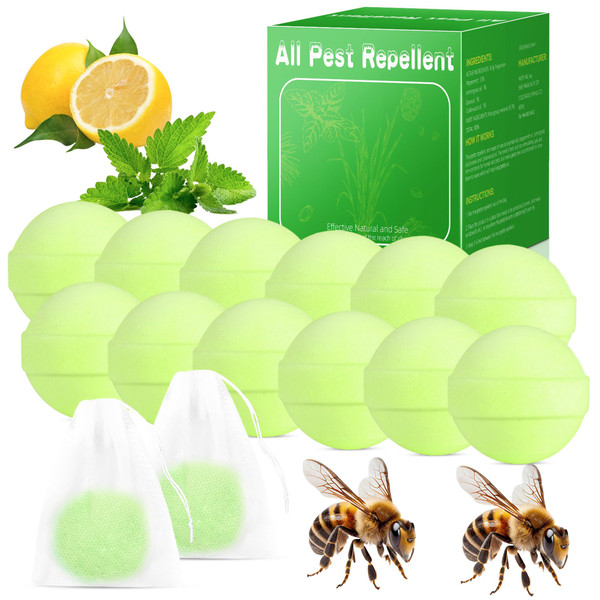 12 Pack Powerful Wasp & Bee Repellent, Peppermint Oil Carpenter Bee Deterrent for Yellow Jackets, Hornets, Mud Wasps for Indoor Outdoor Patio Garden Porch, Long-Lasting Protection | Pet Safe