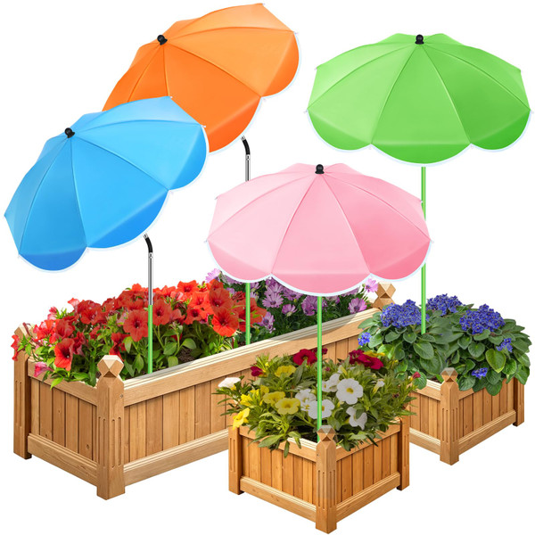 POILKMNI 4 Pack 2026 Upgraded Plant Umbrellas for Outdoor Plants - 25" Enlarged Garden Plant Umbrella Shade with Adjustable Angle, 43.3" Higher Sun Shade for Plants, Garden Beds, Potted Plant