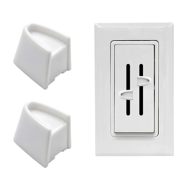 2PCS Dimmer Switch Knob Replacement, Durable Plastic Wall Fan Control Slider Knobs,Dimmer Knob Compatible with Lutron Skylark Fan Speed & Light Control (White)