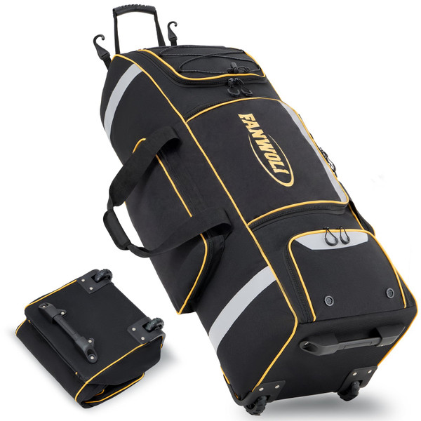 Fanwoli 81L Rolling Baseball Catchers Gear Bag, 3-Zone Equipment Storage