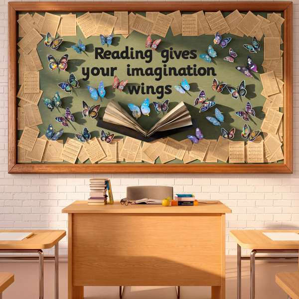 Gersoniel 78 Pcs Reading Butterfly Bulletin Board Set, Library Decor