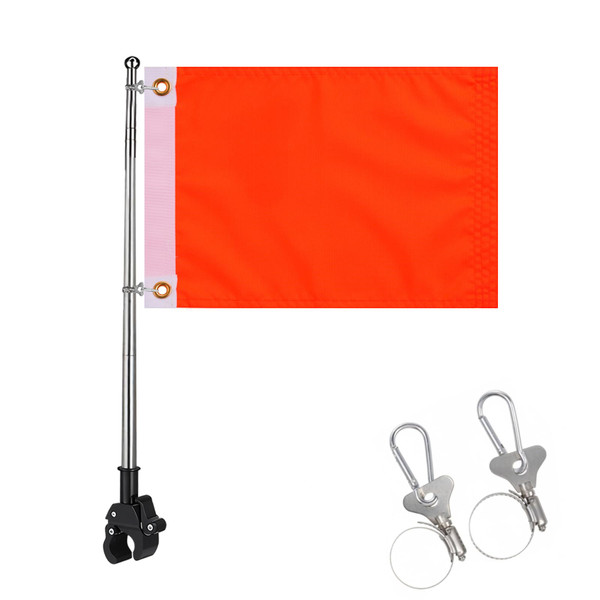 FLAGPARK Orange Boat Flag for Safety with 49'' Adjustable Holder Pole Water Ski Flags 12x18 inch Skier Down Flag for Boating Bike Kayak Motorcycle Pontoon ATV