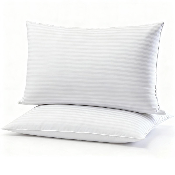 Gooeb Flat Ultra Thin Bed Pillows Standard/Queen Size Pillow Set of 2 Extra Soft Down Alternative for Stomach Back Sleeping Hotel Collection