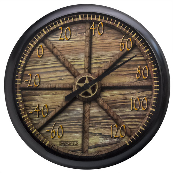 Springfield Wood Wheel Low Profile Patio Thermometer (13.25-inch)