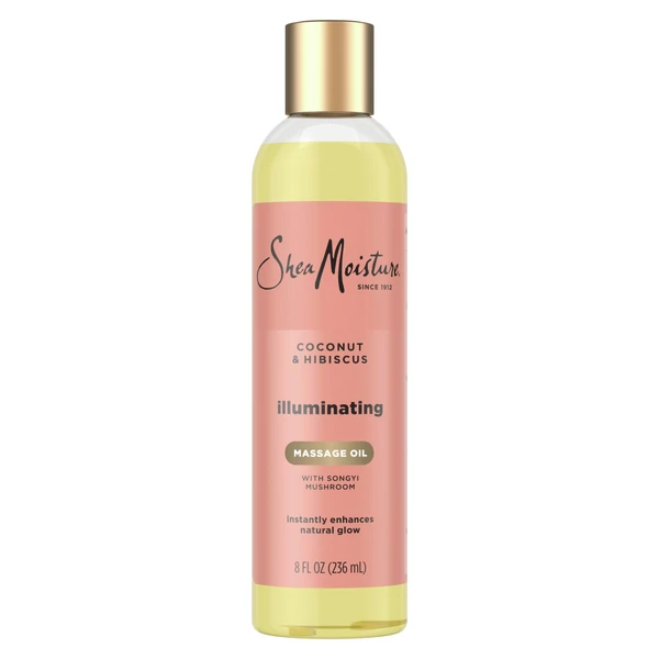 Shea Moisture Coconut & Hibiscus Massage Oil and Body Oil for Dry Skin, Bath Oil with Coconut Oil and Vitamin E Oil for Skin, 8 oz