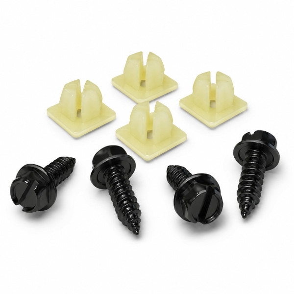 OttoSpeed Rustproof License Plate Screws with Nylon Inserts for US Domestic Vehicles & Select Imports – Stainless Steel Fastener Kit for Vehicles that Use Plastic Inserts (Black-Slotted)