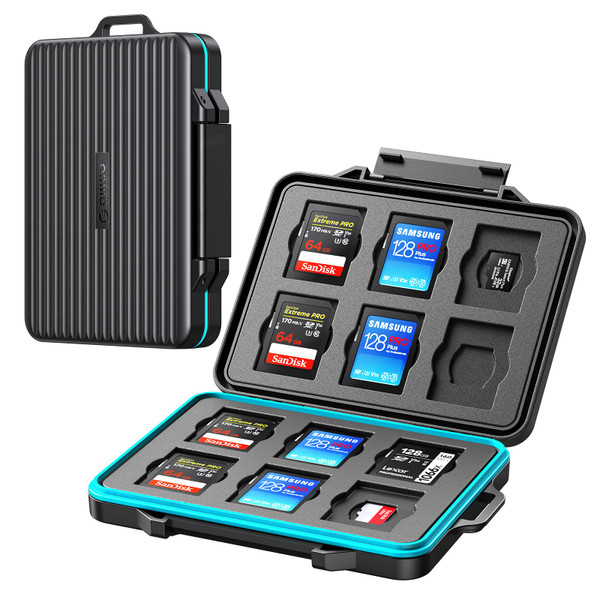 ORICO 24 Slots SD Card Case Holder Water Resistant & Anti-Shock Memory Card Case for SD/Micro SD SDXC SDHC TF Card Carrying Storage Organizer Protector Cover with Labels&Carabiner