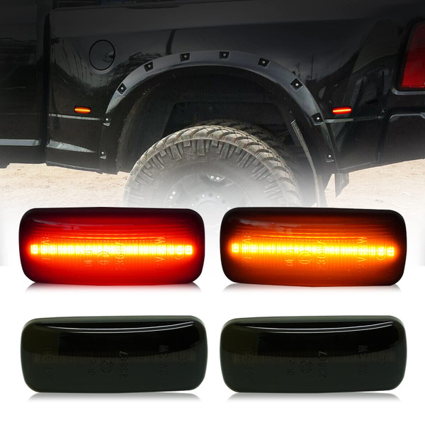 LED Side Marker Light Amber ＆ Red for 2010-2017 Dodge RAM 2500 3500 Fender