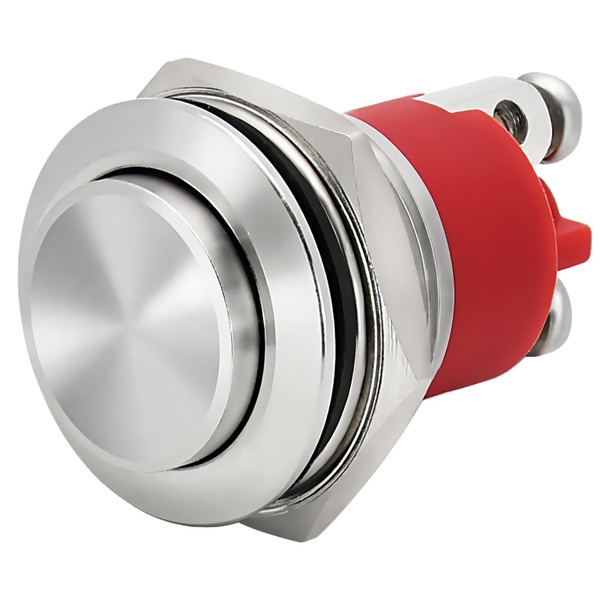 IP68 Waterproof, 19mm Momentary Push Button Switch, 316 Stainless Steel, High Top 5 Amp 12V/24V/48V 120V 250VAC 1NO SPST Used on Car, Ship or Sea