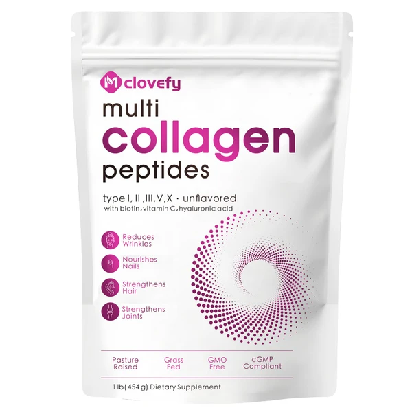 Mclovefy Multi Collagen Peptides Powder, Unflavored, 1lb (41 Servings)