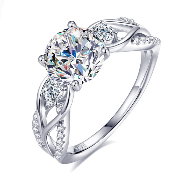 Moissanite Promise Rings for Her, 2CT Twisted Engagement Rings for Women