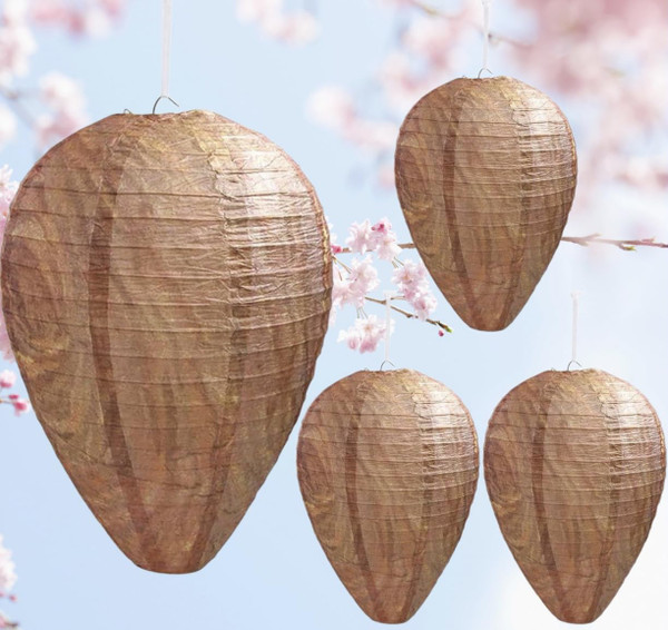 4 Pack Wasp Nest Decoy Hanging Wasp Nest Stay Away from Wasps Hornets Yellow Jackets