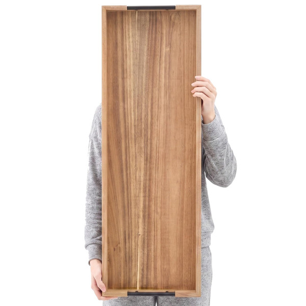 Blushtier 36 x 12 Inch Extra Large Wood Serving Ottoman Tray, Acacia Wood