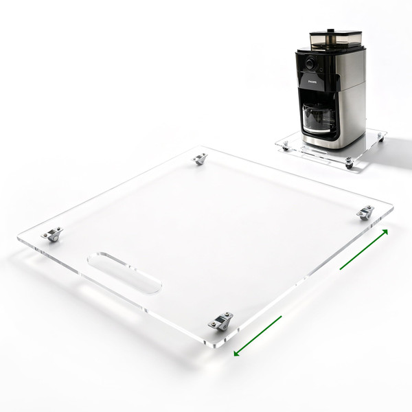 AIMOLLY Acrylic Appliance Slider with Rubber Wheels - 13" x 14" Clear Sliding Tray for Heavy Kitchen Appliances, Coffee Maker Slider Tray for Counter Countertop Moving Roller Mat (Clear, 13" x 14")