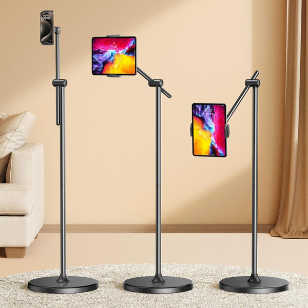 DIMONCOAT [Height-Adjustable & 360° Rotation Tablet Floor Stand Stable Base