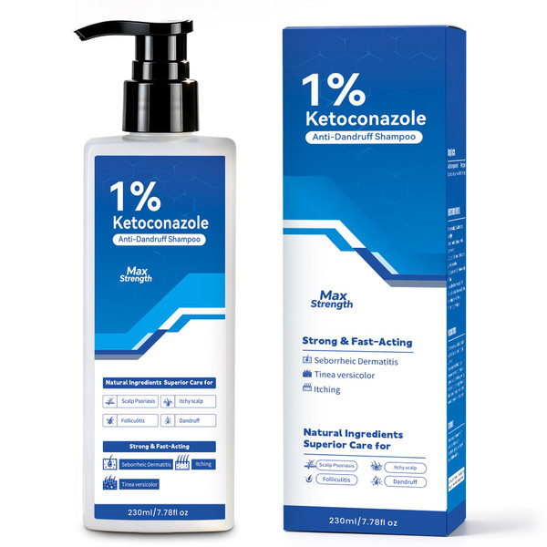 1% Ketoconazole Anti-Dandruff Shampoo for Flaking & Itchy Scalp, 7.78Fl Oz