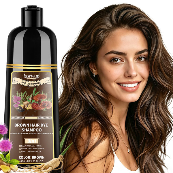 LASRWUP Brown Hair Dye Shampoo for 100% Gray Hair Coverage