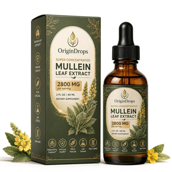 Yuki Growth Origin Drops Mullein, Mullein Drops for Lungs, 2 Fl Oz, Herbal Lung Support Blend, Daily Respiratory Wellness Support, Mullein, Marshmallow Root & Licorice Root Blend