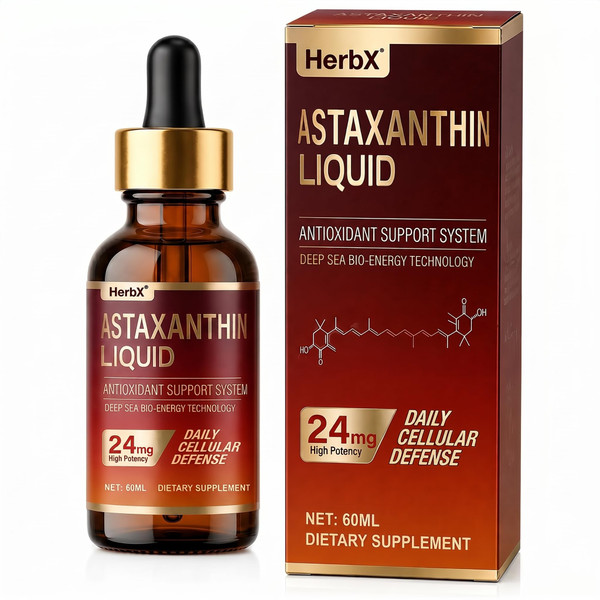 HerbX Natural Astaxanthin 24mg Liquid Antioxidant Support - 2 fl oz (60ml)