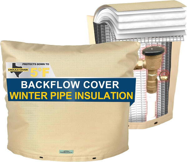 Cholila Cover 40"x36" Insulated Backflow Cover, Khaki, 7-Layer